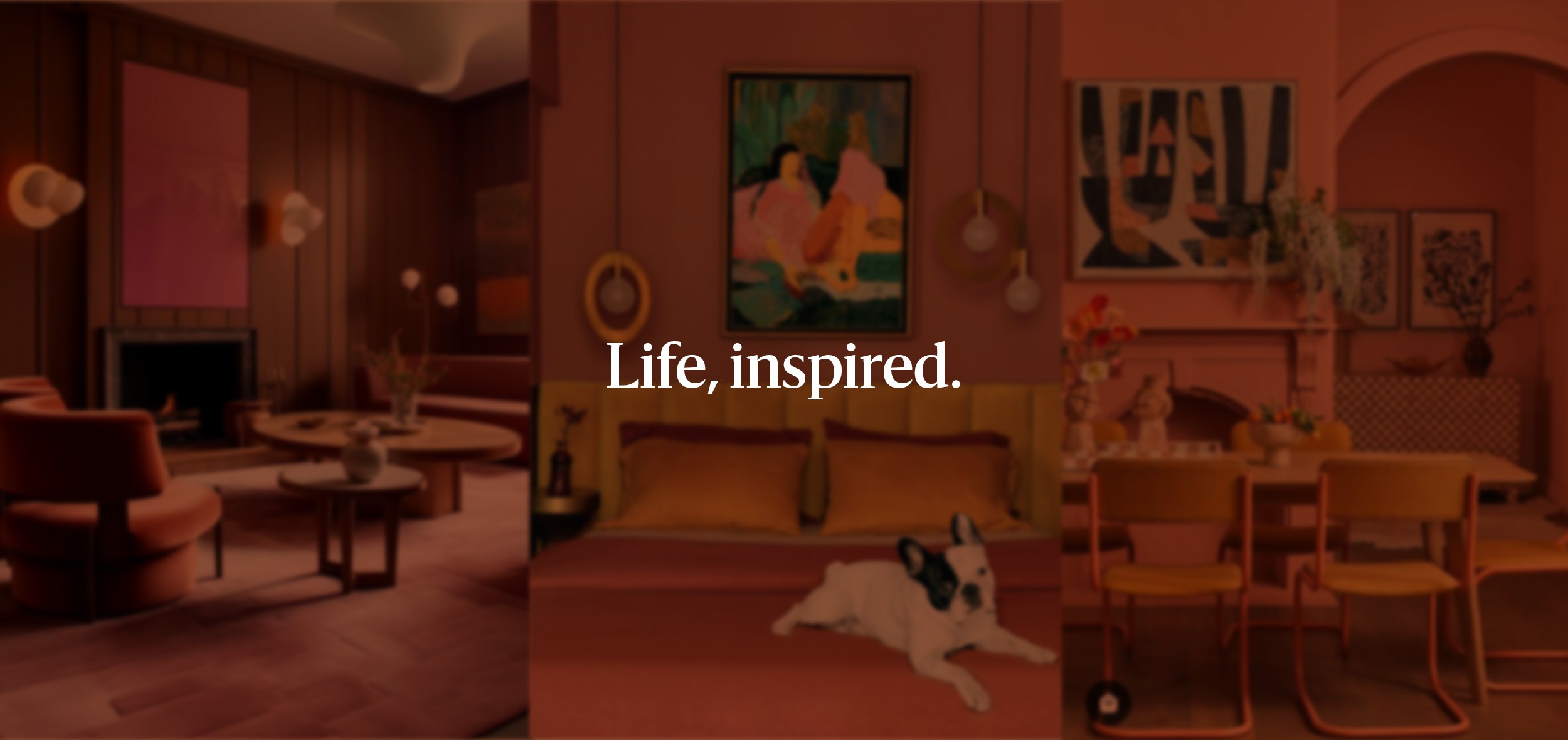 Anders brand wordmark in white placed on top of an image of a modern interior design.