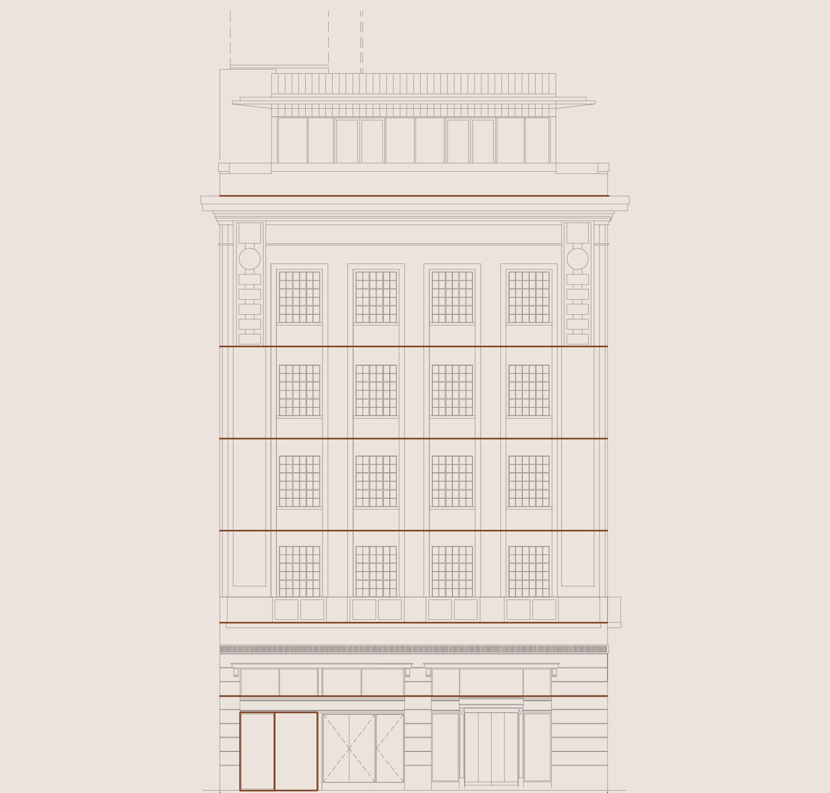Graphic depicting a color palette of Stone Brown, Dark Navy, Beige, and Cream White along with corresponding hex color codes.